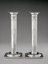 Candlesticks, between 1890 and 1900, sterling silver, Overall (each): 9 1/4 × 3 5/8 × 3 5/8 inches