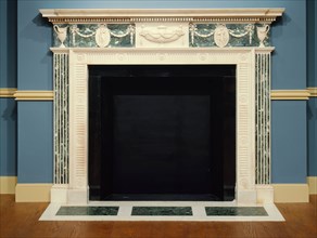 Unknown (English), Mantelpiece, ca. 1780, marble, Overall: 61 5/8 × 78 1/4 × 7 inches (156.5 × 198