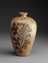 Unknown (Korean), Wine Flask, 12th Century, Stoneware with iron brown decoration and celadon glaze,