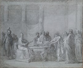 Jean-Joseph Taillasson, French, 1745-1809, Berenice Reproaching Ptolemy, c. 1802, Black and white