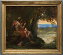 François Gérard, French, 1770-1837, Daphnis and Chloe, ca. 1824, oil on canvas, Unframed: 39 3/8 ×