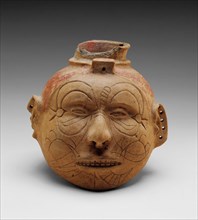 Head Effigy Vessel, between 1300 and 1500, buffware with red slip pigment, Overall: 6 3/8 × 7 × 7