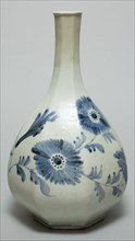 Unknown (Korean), Bottle with Design of Butterfly and Chrysanthemums, 19th Century, Porcelain with