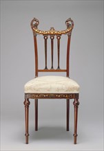 Unknown (American), Aesthetic Chair, between 1885 and 1890, mahogany inlaid with mother-of-pearl,