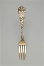 Tiffany and Company, American, established 1837, Fork, 1884, sterling silver, gilt, Overall: 7 1/8