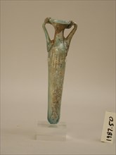Roman, Flask, 4th Century AD, Mold-blown and free blown glass, 7 1/8 x 2 1/4 x 1 1/4 in. (18.1 x 5