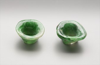 Maya, Precolumbian, Ear Ornaments, between 600 and 900, jade, Overall (each): 1/2 × 1 1/8 inches (1