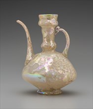 Islamic, Syrian, Spouted Vessel, 1100s, Glass, Overall: 5 1/4 × 3 7/16 × 4 inches (13.3 × 8.7 × 10