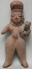 Tlatilco, Precolumbian, Figure with a Dog, between 900 and 500 BCE, earthenware, Overall: 4 1/2 × 2
