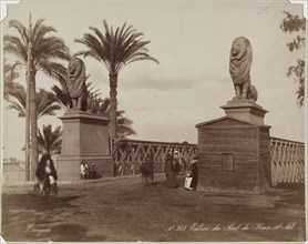 Zangaki, Greek, active 1860-1889, Entrance to Kasr-en-Nile Bridge, Cairo, 19th century, albumen