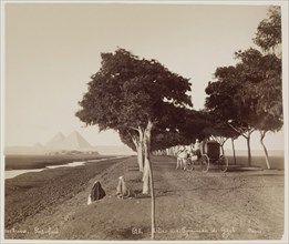 Hippolyte Arnoux, French, active 1865-1890, Road to the Pyramids, Giza, after 1868, albumen print,