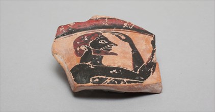 Greek, Vessel Fragment, between 550 and 500 BCE, Black-figure, painted, Overall: 2 × 2 × 2 3/8