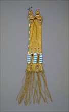 Cheyenne, Native American, Tobacco Bag, c. 1860, deerskin, beads, and quills, Overall: 29 × 4 7/8 ×