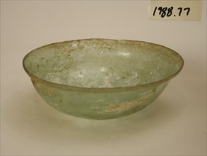 Roman, Bowl, 4th/5th Century AD, free blown glass, height x diameter: 2 x 5 1/8 in.