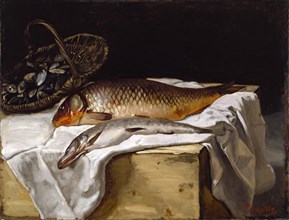 Jean-Frederic Bazille, French, 1841-1870, Still Life with Fish, 1866, oil on canvas, Unframed: 25 ×