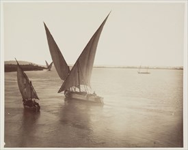 Anonymous Artist, Boats on the Nile, 19th century, albumen print, Image: 8 3/8 × 10 3/8 inches (21
