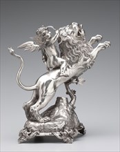 Member of the Gronau Family, Polish, Lion and Cupid Aquamanile, ca. 1650, silver, Overall