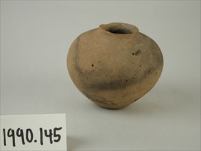 Egyptian, Jar, between 3500 and 3100 BCE, Terracotta, Overall: 3 × 3 1/2 inches (7.6 × 8.9 cm)