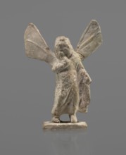 Terracotta figurine of Psyche, Young Psyche with butterfly wings, wrapped in a chlamys. Right hand