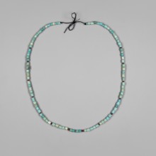 Necklace, Necklace consisting of 97 cylindrical blue-glazed faience beads, interwoven with 13