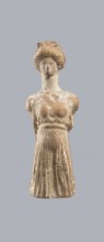 Terracotta figurine of a woman, terracotta, female molded figurine, Greece, orange clay, surface