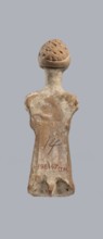 Terracotta figurine of a woman, terracotta, female molded figurine, Greece, orange clay, surface