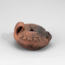 Lamp with the Greek inscription C???? ??? ????? May he be my saviour; crosses at the beginning and