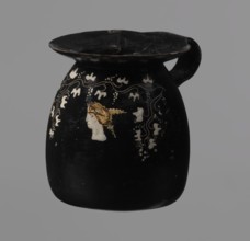 Gnathia-style mug, Gnathia style, Apulia, Southern Italy; 4th–3rd century BC. Red clay with glossy