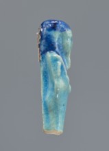 Shabti, Mummy-shaped figurine supported at the back on a pillar. Legs missing from the knees down.