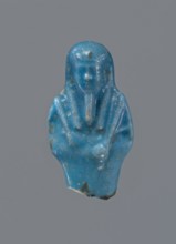 Shabti, Mummy-shaped figurine, funerary offering, supported on a pillar at the back. Legs missing.