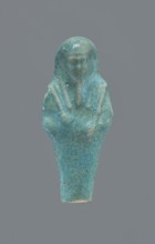 Shabti, Mummy-shaped figurine, funerary gift, supported at the back on a pillar. Legs missing from