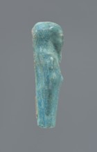 Shabti, Mummy-shaped figurine, funerary gift; supported at the back on a pillar. Legs missing from