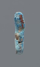 Shabti, mummy-shaped figurine, funerary gift. Legs missing. Arms crossed on the chest. Hands