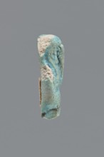Shabti, Mummy-shaped funerary figurine, legs missing. Arms crossed on the chest, hands invisible