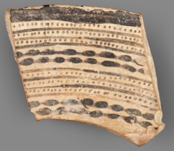 Fragment of a bowl, unknown Northern Mesopotamian workshop, painted pottery, geometric motifs,