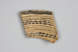 Fragment of a bowl, unknown Northern Mesopotamian workshop, painted pottery with geometric motifs,
