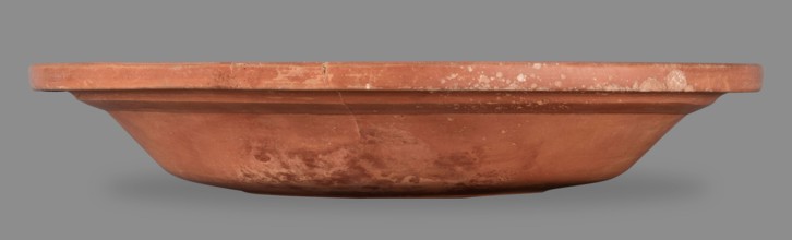 Bowl with palm leaf decoration. Fine-grained clay, pink-brown 2.5YR 5/6; glaze covers the entire