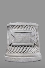 Urn of Gnaeus Pedanius Callistus with Latin inscription, unknown Roman workshop. A cylindrical