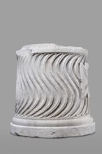 Urn of Gnaeus Pedanius Callistus with Latin inscription, unknown Roman workshop. A cylindrical urn