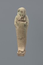 Ushabti, Mummy-shaped figurine, standing on a base with the back supported by a flat pillar. The