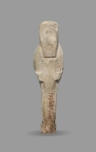 Ushabti, Mummy-shaped funerary figurine standing on a base, the back supported by a flat pillar.