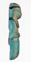 Shabti with baskets on the back. Mummy-shaped funerary figurine, preserved fragment from the knees