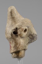 Idol head, unknown Syrian workshop, terracotta, idols, Northwestern Syria. Male head in a conical