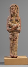 Ushabti, Restitution. Hieroglyphs; funerary figurine; wig; hoes; grave goods; mummy-shaped figurine