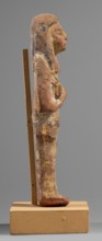 Ushabti, Restitution. Hieroglyphs; funerary figurine; wig; hoes; grave goods; mummy-shaped figurine