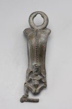 Situla handle with a depiction of Silenus;, Silenus mythology; bronze vessel handle; 1st half of
