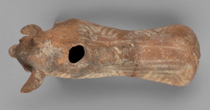Bull-shaped vessel, Vessel in the shape of a bull standing on widely spaced legs. The cylindrical