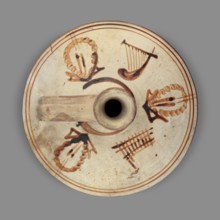 Lagynos with a depiction of musical instruments – lyres and syrinxes, unknown Eastern Greek