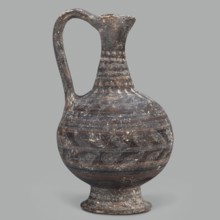 Oinochoe, unknown Cypriot workshop; Arsinoe Cyprus. Oinochoe on a cup-shaped foot with a spherical
