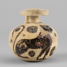 Aryballos with a depiction of a panther, Seated Panther Painter c. 620–590 BC. Spherical aryballos